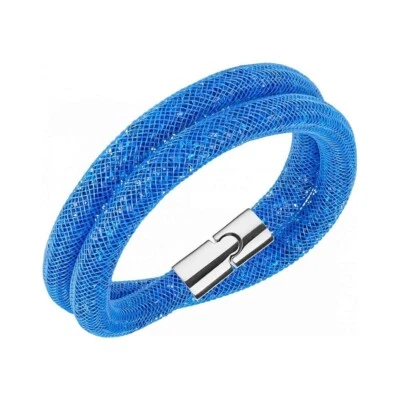 Pulseira Swarovski Feminina Stardust 15" Polegadas Capri Azul Envoltório Duplo W1253 - Imagem 1 de 3