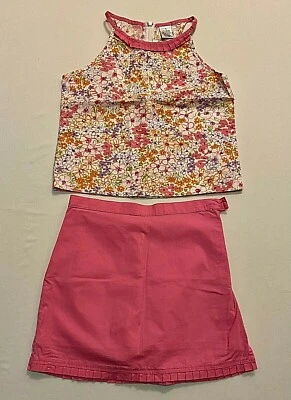 MAGGIE ZOE Girl 2pcs SET (Top, Skorts)-Child MED (7)-Pink Flowers-Zip-Cotton-NEW - Image 1 of 4