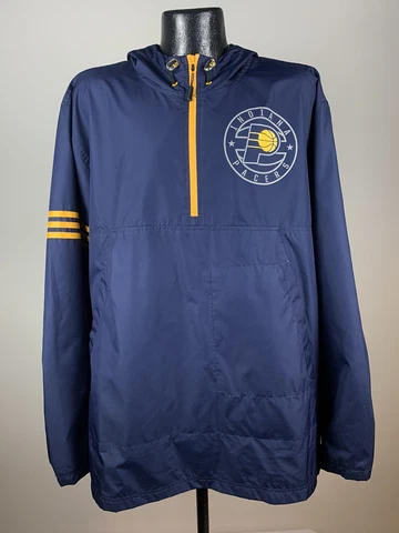 Men’s Adidas Climalite Indiana Pacers Navy Quarter Zip Windbreaker Pullover XL Cover