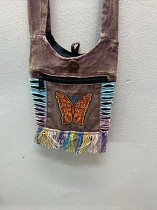 Hobo Canvas Embroidered Butterfly Bag - Stylish and Practical Crossbody - Picture 1 of 8