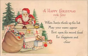 J34/ Santa Claus Christmas Postcard c1910 Toys Tree Dog 187 - Picture 1 of 4