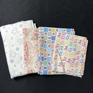 9.6 Ounces Quilt Fabric Lot/Scraps - Flannel And Cotton Baby Patterns - Picture 1 of 3