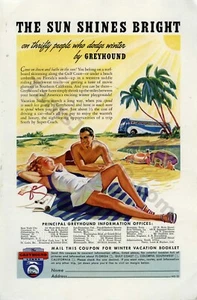 1939 Greyhound Bus Viajes Turismo Vacaciones Impresión Revista Anuncio Decoración de Pared? (4096) - Imagen 1 de 1