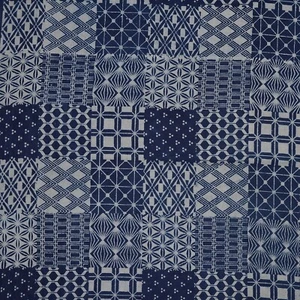 Patchwork Block Print 100% Cotton Running Craft Blue Dress Fabric 2.5 Yard Roll - Picture 1 of 7