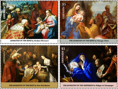 Grenada 2017 - Christmas Art Paintings - Set of 4 Stamps - Scott #4263-6 - MNH - Image 1 of 1