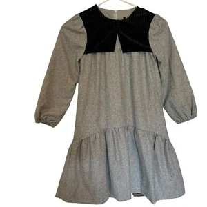 NWT Kidichic Girls Heather Gray Chesterfield Collar Wool blend Dress, Size 8 - Picture 1 of 7