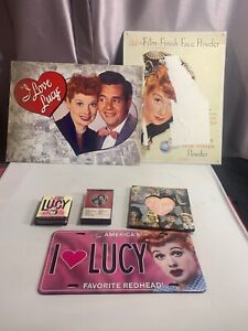 VINTAGE LOT LUCILLE BALL I LOVE LUCY ITEMS TIN SIGNS LICENSE PLATE CASSETTE TAPE