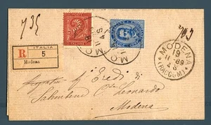 ITALIA - Regno - 1890 - MISTA - Stampa raccomandata da Modena, 19.11.1889 - Picture 1 of 1