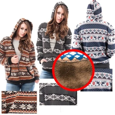 NEW LADIES HOODED PARKA FLEECE TOP SIZE S-XL WINTER WARM WOMENS LONG JACKET COAT - Image 1 of 2