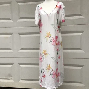 Just Fashion Now Dress Womens Sz 2XL White Pink Floral A-Line Scalloped Neckline - Picture 1 of 22