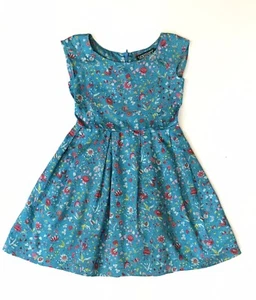 SOULEIADO Girls Dress Sz 4-6A Sleeveless Teal Floral Flared Zip Closure EUC - Picture 1 of 5