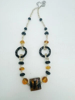 Collar circular con cuentas de vidrio Antica Murrina Venezia negro dorado ámbar Foto 1 de 3