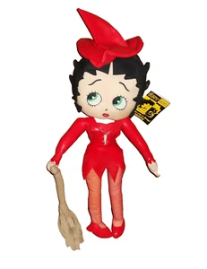 CAPPELLO STREGA SEXY HALLOWEEN ROSSO BETTY BOOP BAMBOLA GIOCATTOLO PELUCHE 17" 2005 NUOVO CON ETICHETTE KELLYTOY - Foto 1 di 2