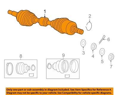 Eixos de transmissão de suspensão dianteira bússola CHRYSLER OEM 13-17 - conjunto de eixo 52123871AB - Imagem 1 de 2