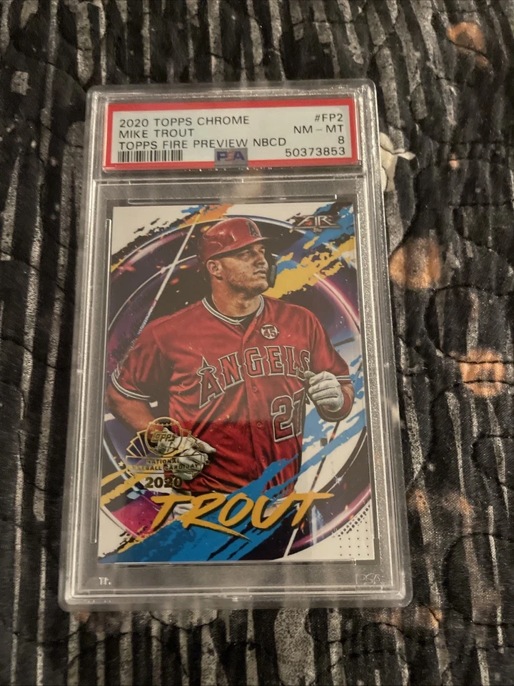 2020 Topps Chrome⚾️MIKE TROUT #FP-2 TOPPS FIRE PREVIEW NBCD PSA 9💰POP6 👈RARE! - Image 1 of 3