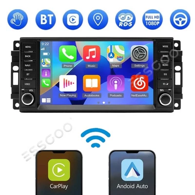 4+64GB Android 14 Carplay Car Stereo Radio GPS For Jeep Wrangler Dodge Chrysler - Image 1 of 4