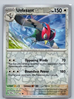 Unfezant 135/162 Reverse Holo Uncommon SV05: Temporal Forces NM - Image 1 of 2