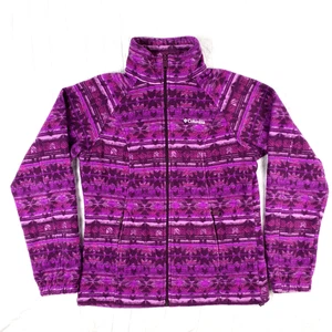 Columbia Zip Jacke Damen SMALL lila Azteken Fleece Southwestern 2 Reißverschlusstaschen - Bild 1 von 13