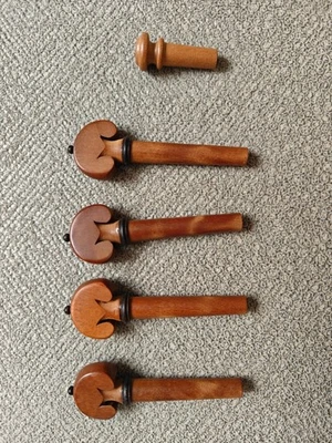 1 Set Jujube Wood Fittings for 4/4 Violin Pegs Tailpiece Endpin Chinrest DIY - Image 1 of 4