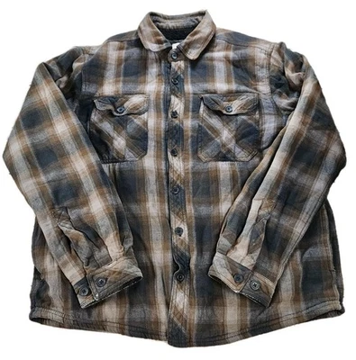 Chaqueta de franela Boston Trader con forro polar para hombre talla grande marrón  Foto 1 de 4