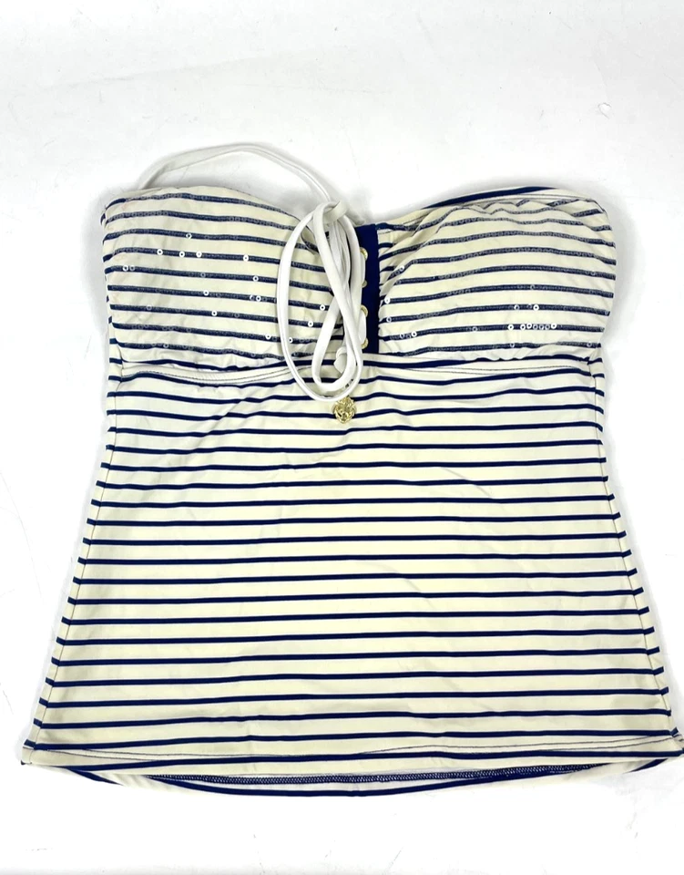 Top de baño Sperry de una pieza para mujer azul blanco a rayas talla mediana Foto 1 de 4