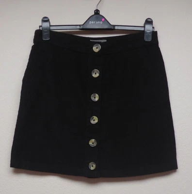 Papaya Corduroy Mini Skirt Size 12 Black Button Through Short  Pockets — 第 1/4 张图片