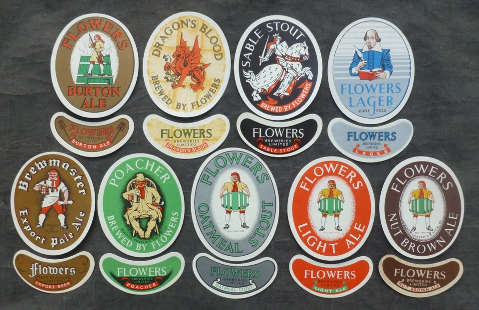 x9, Beer & Neck Labels  ( Flowers Breweries ) - Image 1 of 1