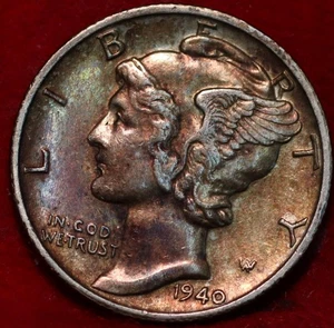 Uncirculated Nice Color 1940-D Denver Mint Silver Mercury Dime - Picture 1 of 2
