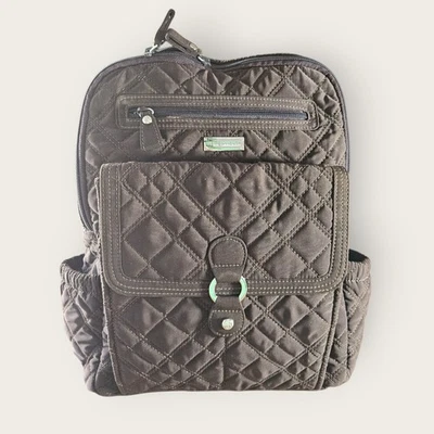 Mochila acolchada Vera Bradley marrón nailon bolsa para libros cartera de viaje Foto 1 de 4