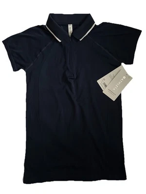Camiseta polo ATHLETA Momentum para mujer pequeña azul marino golf tenis sin costuras Foto 1 de 3