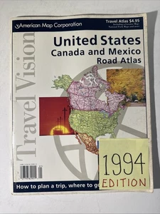 United States Canada & Mexico Travel Vision Atlas 1994 American Map Street Road - Picture 1 of 18