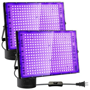 2 Pack 300W Black Lights, Blacklight Flood Light with Plug and Switch,for Glo... - Picture 1 of 7