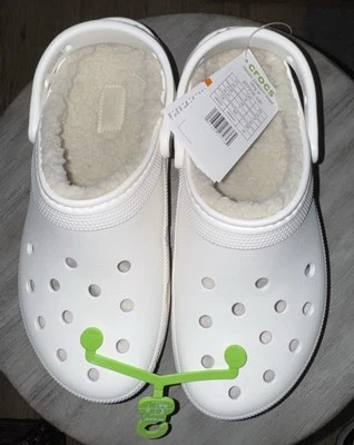 Crocs White Fuzzy Lined Clogs W9 M7.5 Brand New Never Worn - Image 1 of 2