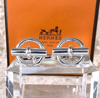 Vintage HERMES Manschettenknöpfe 925 Sterling Silber Chaine d'Ancre mit Etui - Bild 1 von 4
