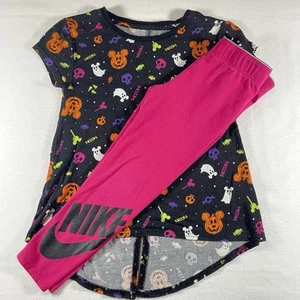 Disney Halloween Mickey & Friends KIDS T-Shirt, Sz M (7/8) & NIKE leggings Sz S - Picture 1 of 8