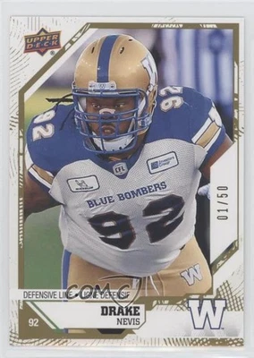 2019 Upper Deck CFL Gold /50 Drake Nevis #145 - Image 1 of 2
