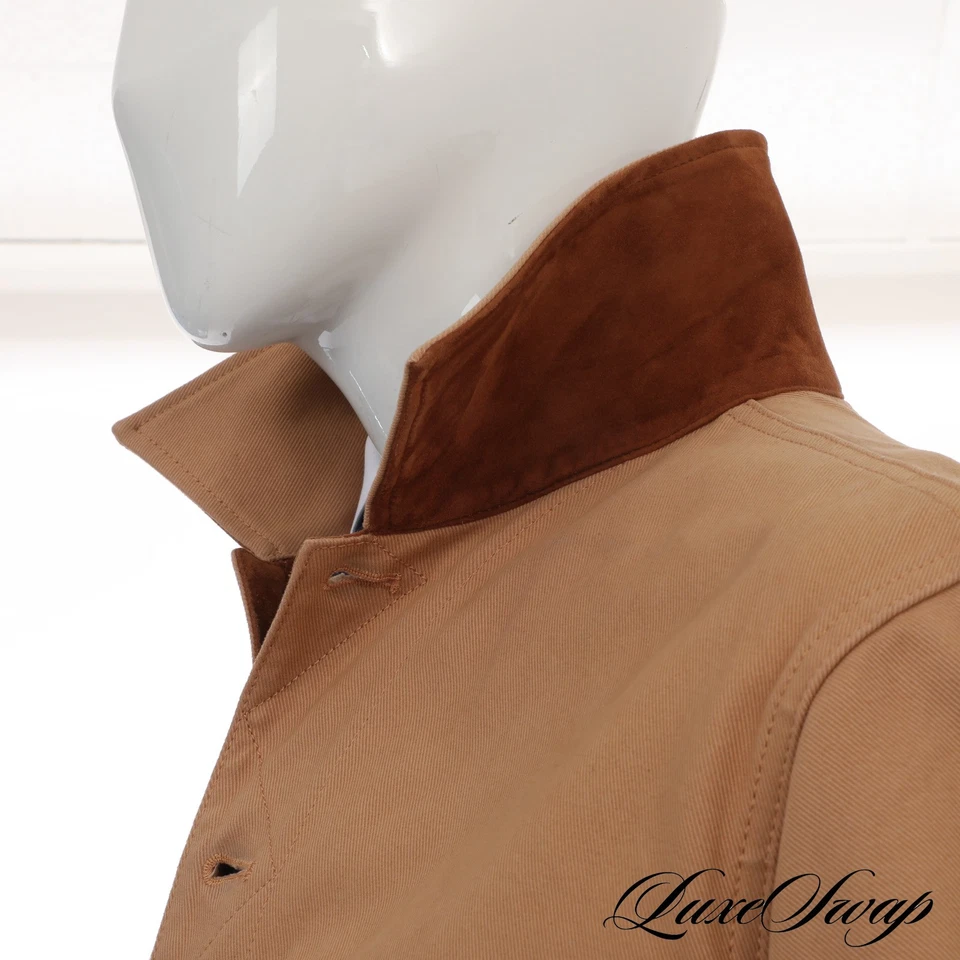 LNWOT Ralph Lauren Purple Label Italy Tan Suede Trim Trucker Jacket Coat L NR - Image 1 of 4