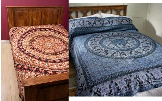 FairTrade Doble Colcha Algodón Lanzamiento Elefante Azul Corbata Tinte o Rojo Colgante de Pared Foto 1 de 1