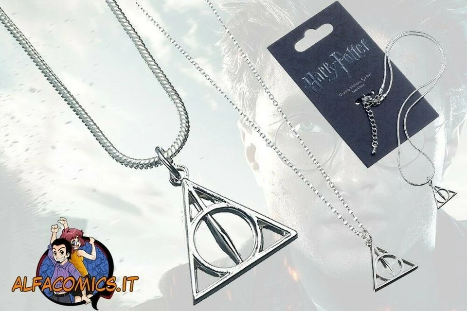 Harry Potter Collana Argento Doni Della Morte 100% Original Deathly Hallows - Immagine 1 di 1