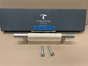 Turnstyle Designs Recess Amalfine Bone / Nickel Bamboo Door Pull 200mm Centres  - Picture 1 of 12
