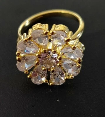 Indian Beautiful  Solitaire AD CZ Stone Gold Plated Adjustable  Finger Rings - Image 1 of 3