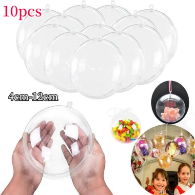 10x Plastica Trasparente Palline Fai da Te Riempire Ornamenti Palla Parete - Immagine 1 di 4