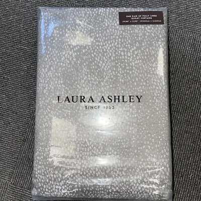 Laura Ashley Alnwick Steel Fully Lined Eyelet Curtains 88x90 (223x229cm) BNWT - Image 1 of 2