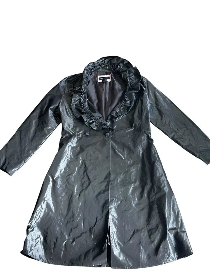 Pink Tartan Iridescent Rain Coat Size 8 Jeweled  Missing Belt - Image 1 of 4