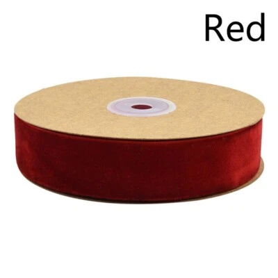 10M Velvet Ribbon Flock Trim Spool Handmade for Bowknot Gift Decor DIY Craft Red - Image 1 of 4
