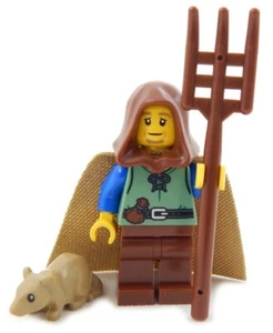 NEW LEGO PEASANT w/Rat MINIFIG LOT medieval castle pitchfork cape village knight - Picture 1 of 1