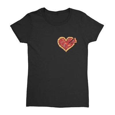 Pizza Heart Pocket Ladies T-Shirt Food Love Italian - Изображение 1 из 2