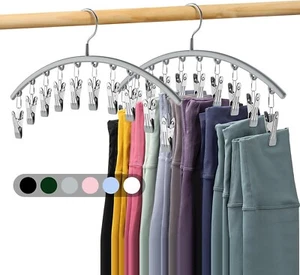 Legging Organizer for Closet, Metal Yoga Pants Hanger w/Rubber Coated 2 Pack - Picture 1 of 7