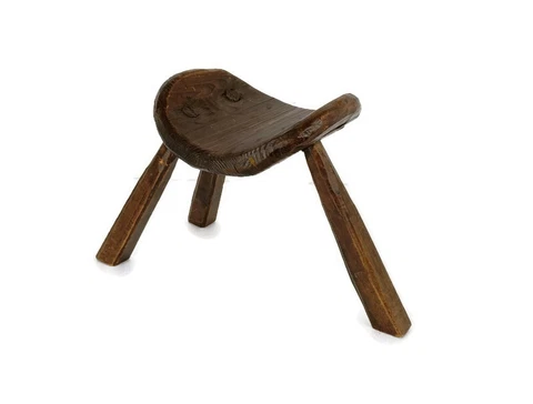 Milking stool Foot Stool Wood Saddle form Extremely rare Funky Cover