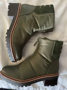 Sam Edelman NWOB 7 M 37 Jelissa Olive Green Ankle Boots Zip Front Comfort Casual - Picture 1 of 7
